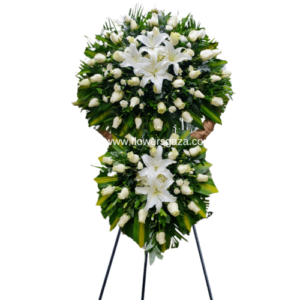 Corona fúnebre doble moña Cale
